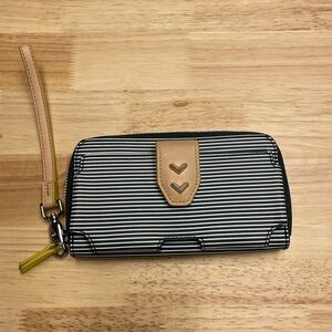 Stella & Dot Black and White Striped Wallet